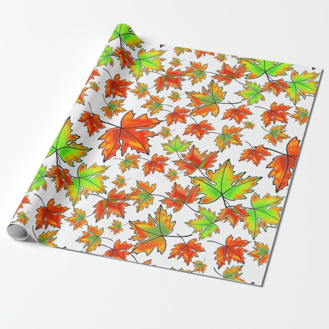 Blätter für Ahorn-Blätter in Rot-Orange Geschenkpapier (Ungerollt)