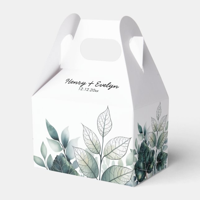 Blätter für Aquarellbilder Gastgeschenk Hochzeit Geschenkschachtel (Vorderseite)