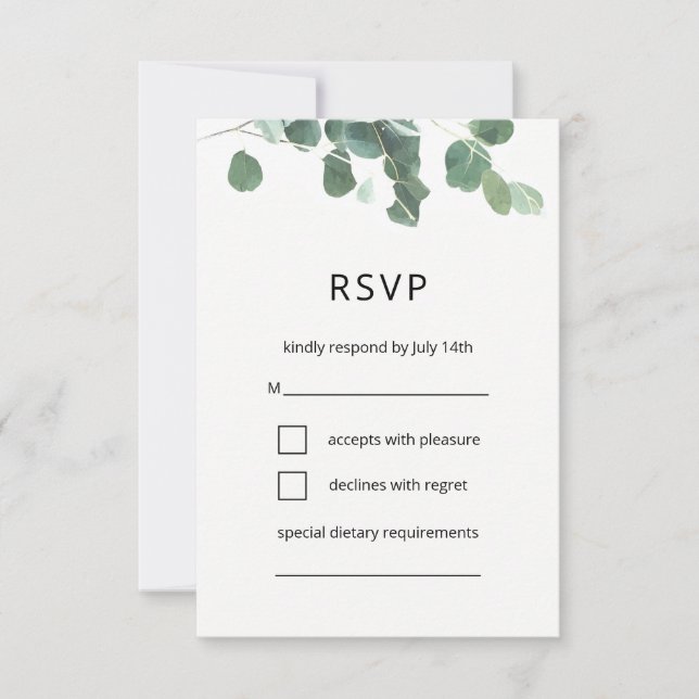 Blätter für Aquarellbilder RSVP-Karte Moderner Sch RSVP Karte (Vorderseite)