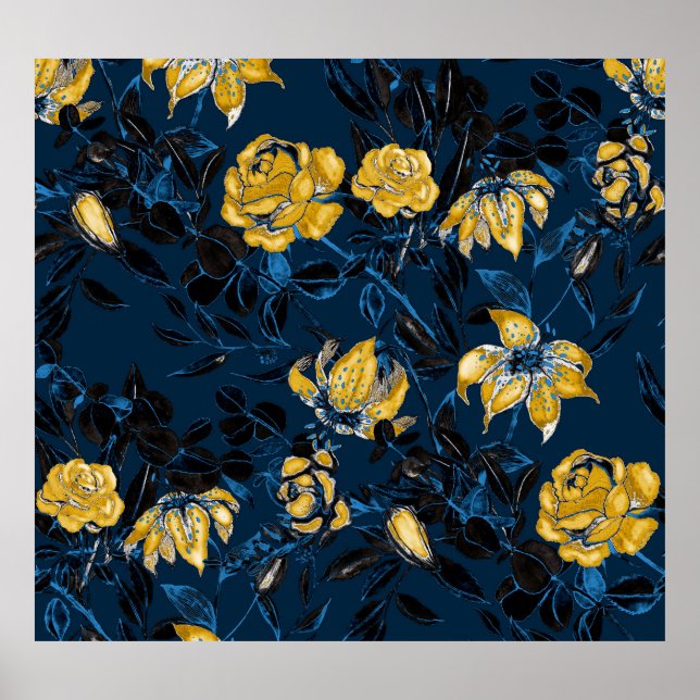 Blätter für Aquarellfarben: Vintages Muster Poster (Vorne)