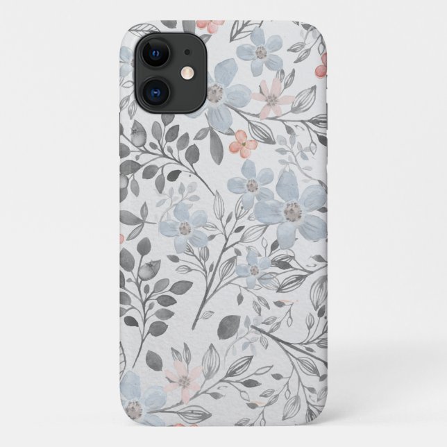 Blätter für botanische Blume in Blauer Rosa Case-Mate iPhone Hülle (Rückseite)