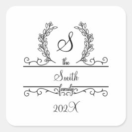 Blätter für den Schriftart Monogram Familienname S Quadratischer Aufkleber