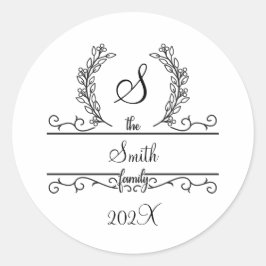 Blätter für den Schriftart Monogram Familienname S Runder Aufkleber