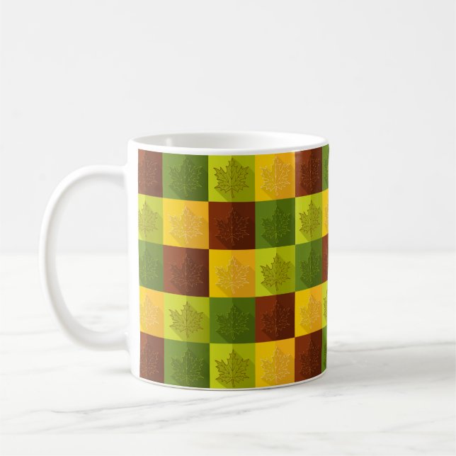 Blätter für die Herbstmaple, braun und grün Kaffeetasse (Links)
