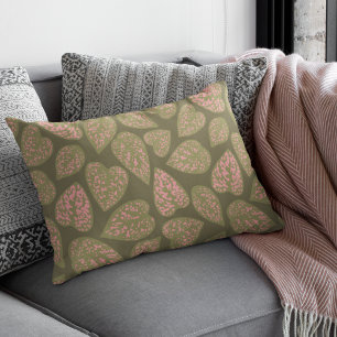 Blätter für die Pflanze "Sage Green and Pink Polka Lendenkissen