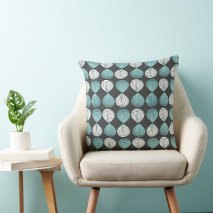 Blätter für Fischköpfe Dusty Duck Egg Blue White G Kissen