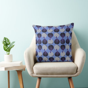 Blätter für Fischköpfe Indigo Gray Dusty Blue Kissen
