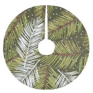Blätter für grüne Wasserfarben: Nahtlose Illustrat Polyester Weihnachtsbaumdecke