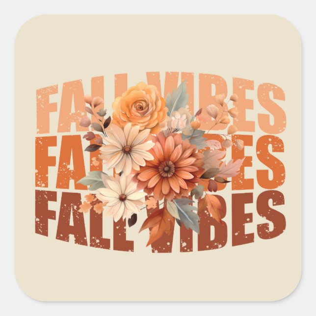 Blätter für Herbstvibes Aquarell-Wildblumen Quadratischer Aufkleber (Vorderseite)