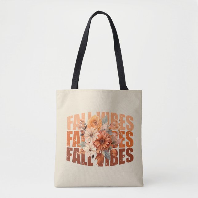 Blätter für Herbstvibes Aquarell-Wildblumen Tasche (Vorderseite)