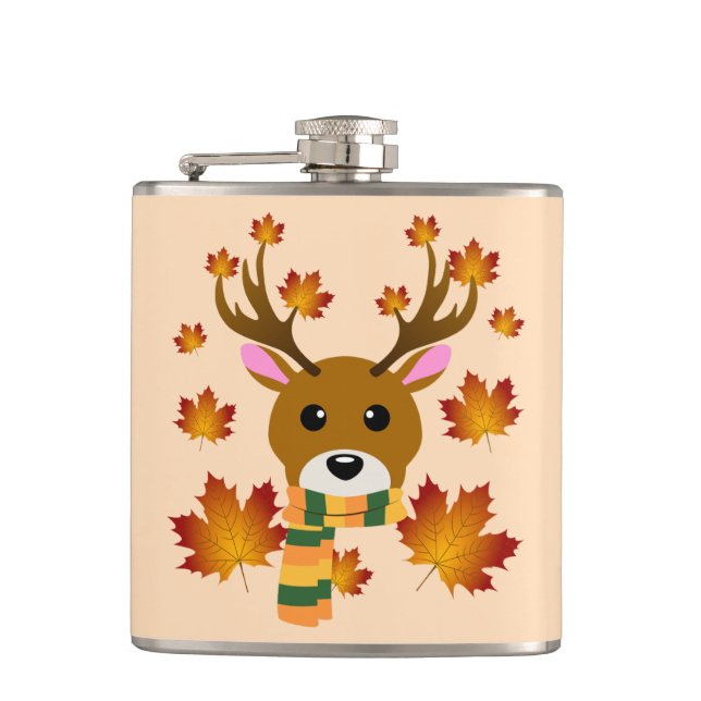 Blätter für Hirschkapelle im Herbst Flachmann (Vorderseite)