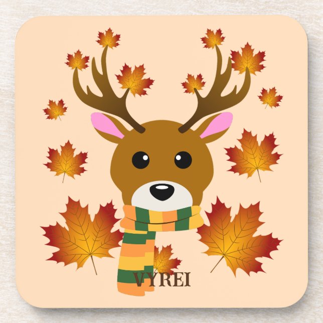 Blätter für Hirschkapelle im Herbst Getränkeuntersetzer (Vorderseite)