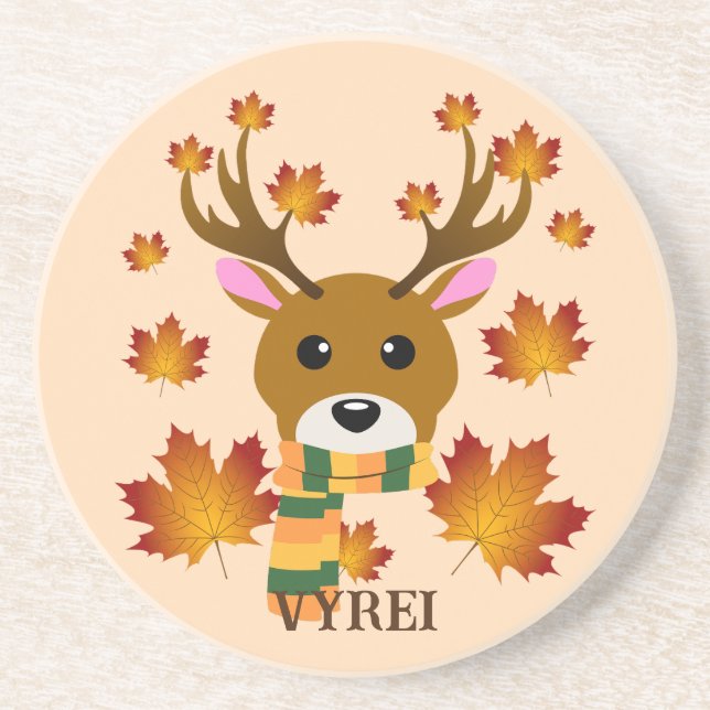 Blätter für Hirschkapelle im Herbst Getränkeuntersetzer (Vorne)