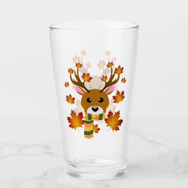 Blätter für Hirschkapelle im Herbst Glas (Vorderseite)