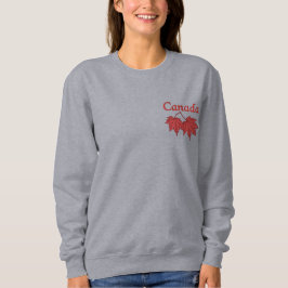 Blätter für kanadische Ahorn Besticktes Sweatshirt