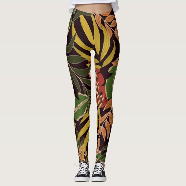 Blätter für tropische Pflanze Leggings (Vorderseite)