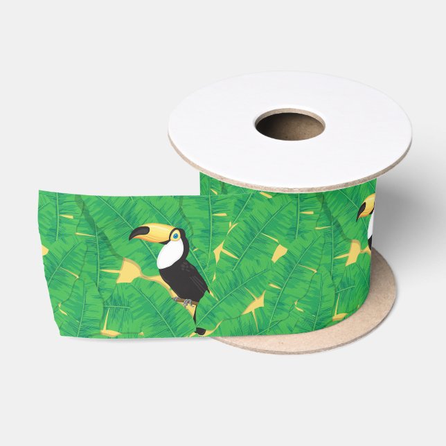 Blätter für Tukane und Bananen Satinband (Spule)