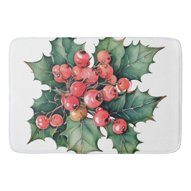 Blätter für Vintage Aquarellbeeren Badematte (Vorderseite)