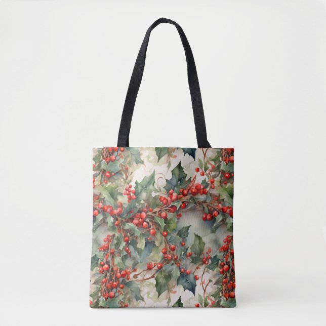 Blätter für Vintage Aquarellbeeren Tasche (Vorderseite)