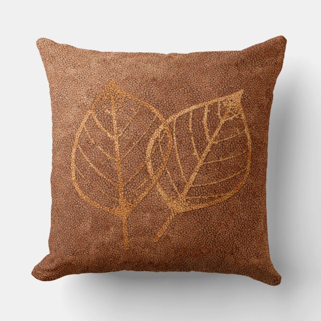 Blätter für Vintage Kupfertextur Kissen (Vorderseite)