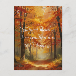 Blätter für Waldbäume im Herbst - Zitate Postkarte