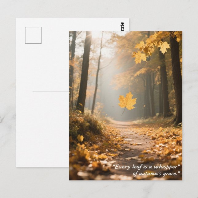 Blätter für Waldbäume im Herbst - Zitate Postkarte (Vorne/Hinten)