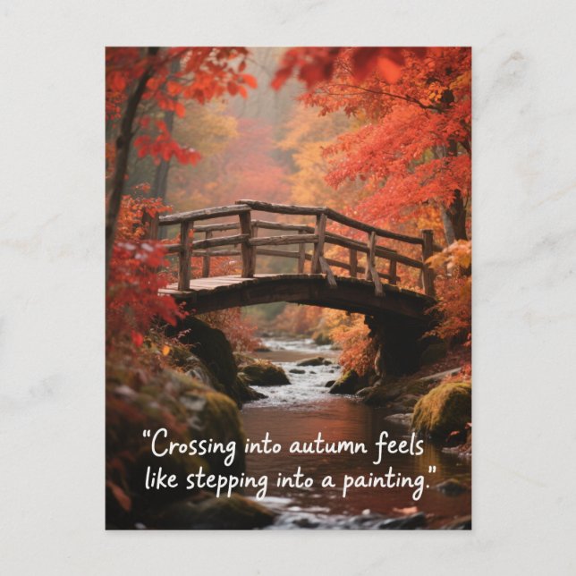 Blätter für Waldbäume im Herbst - Zitate Postkarte (Vorderseite)