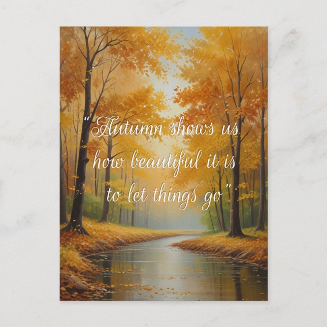 Blätter für Waldbäume im Herbst - Zitate Postkarte (Vorderseite)