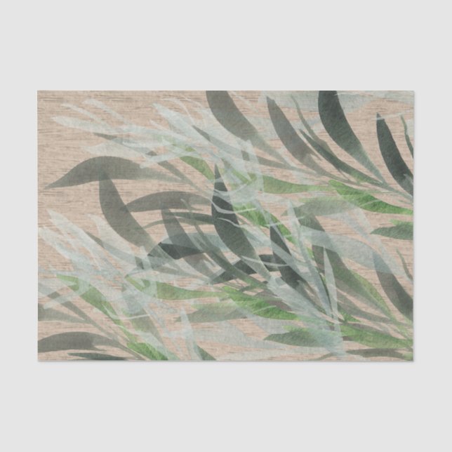 Blätter für Wasserfarben auf Tan Streaked Tissue Seidenpapier (Vorderseite)