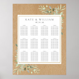 Blätter für Wasserfarben Hochzeitsskalender Poster