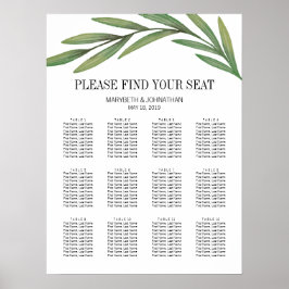 Blätter für Wasserfarben Hochzeitsskalender Poster