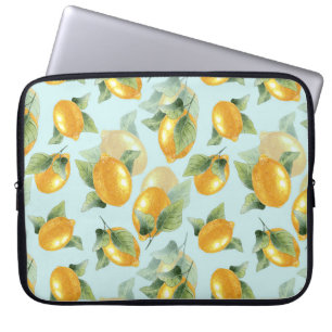 Blätter für Zitronen: Aquarellfarben Nahtlose Druc Laptopschutzhülle