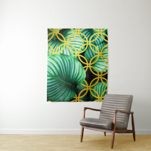Blätter Geometric Tropical Modern Illustration Wandteppich