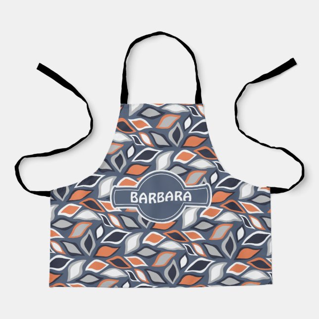 Blätter Grau Orange Minimal Muster Schürze (Vorderseite)