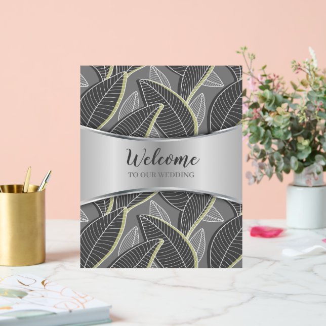 Blätter Graue G626-Linien Acrylschild (Hochzeit)