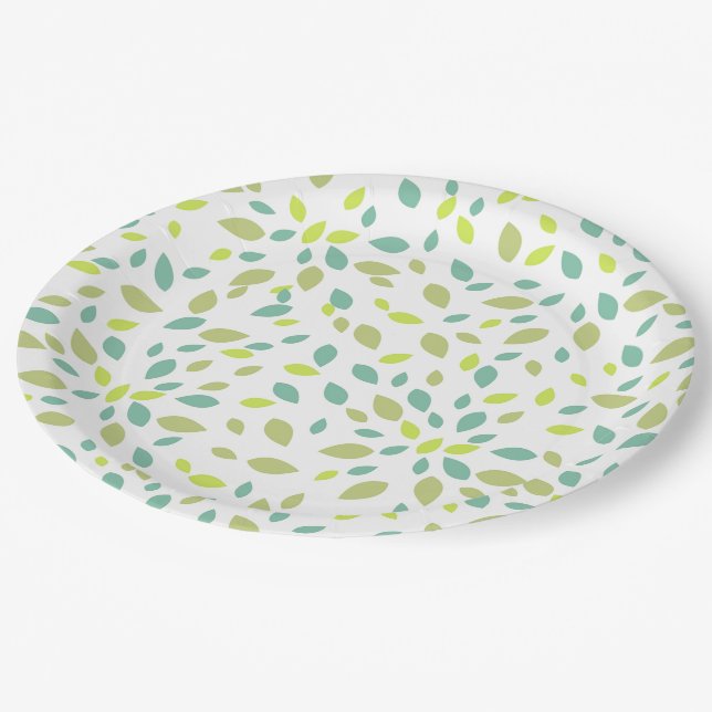 Blätter (grün) pappteller (Schrägansicht)