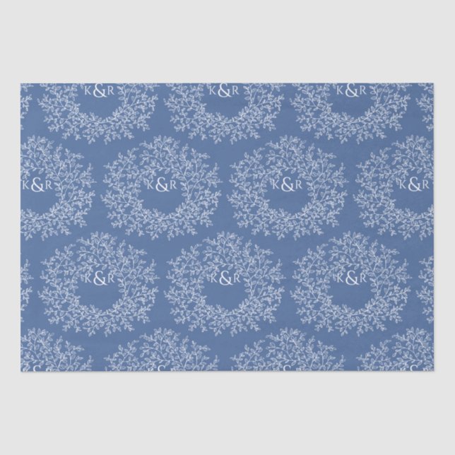 Blätter handgezeichnete Blauen Hochzeit Seidenpapier (Vorderseite)