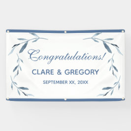 Blätter Hochzeit in Blau und Weiß Banner