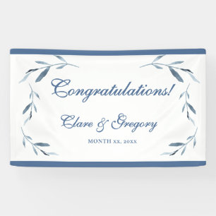 Blätter Hochzeit in Blau und Weiß Banner