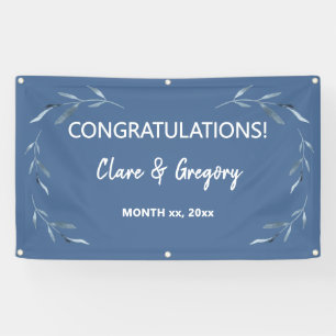 Blätter Hochzeit in Blau und Weiß Banner