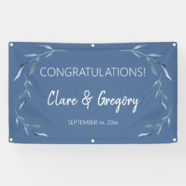 Blätter Hochzeit in Blau und Weiß Banner