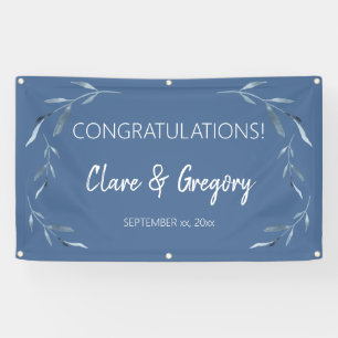 Blätter Hochzeit in Blau und Weiß Banner