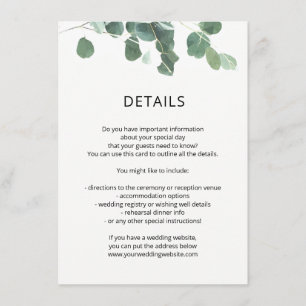 Blätter Hochzeit Infos Karte