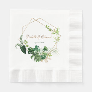Blätter Hochzeit von geometrischen grünen tropisch Serviette