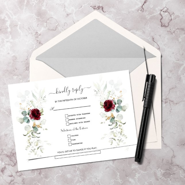 Blätter Hochzeitsauftritte für die Aquarellmauer RSVP Karte (Von Creator hochgeladen)