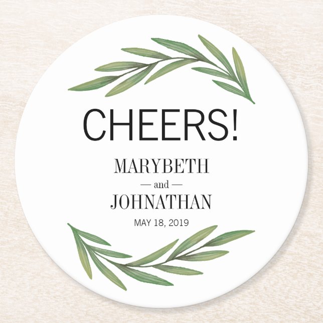 Blätter Hochzeitsfeier Untersetzer (Vorderseite)