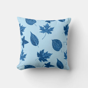 Blätter im Herbst - Indigo und blass Kissen