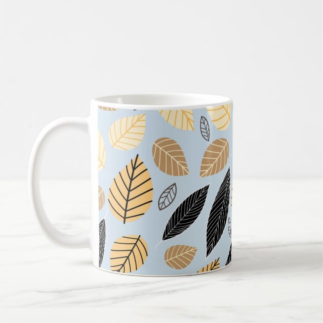 Blätter im Herbst: Nahtloser blauer Hintergrund Kaffeetasse (Links)
