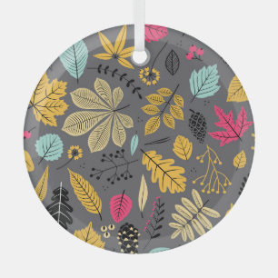 Blätter im Herbst: Nahtloses dunkles Muster Ornament Aus Glas