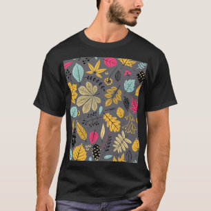 Blätter im Herbst: Nahtloses dunkles Muster T-Shirt